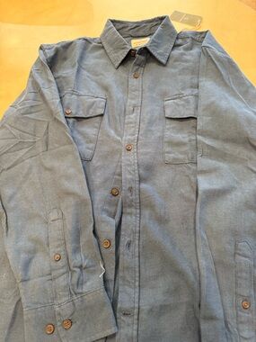 Men's Casual Blue Button-Down Shirt - Classic Workwear Style
